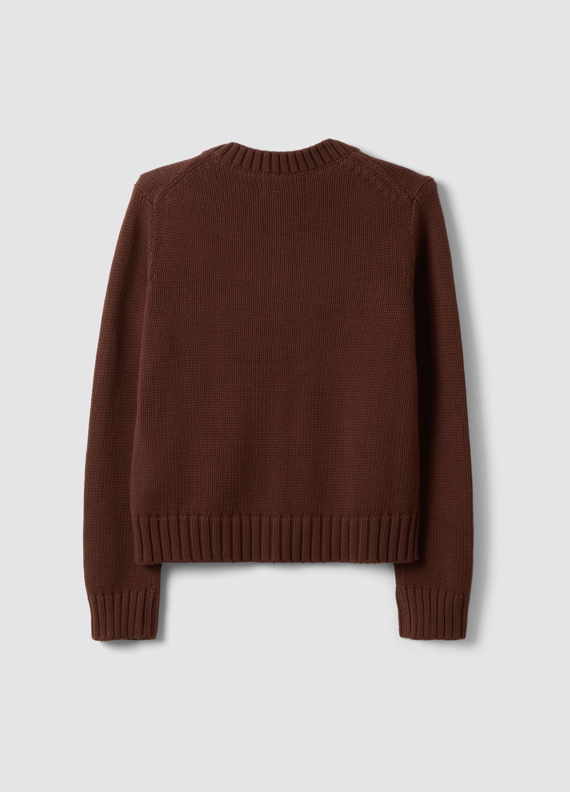 Cardigan marrone in puro cotone con bottoni regular fit