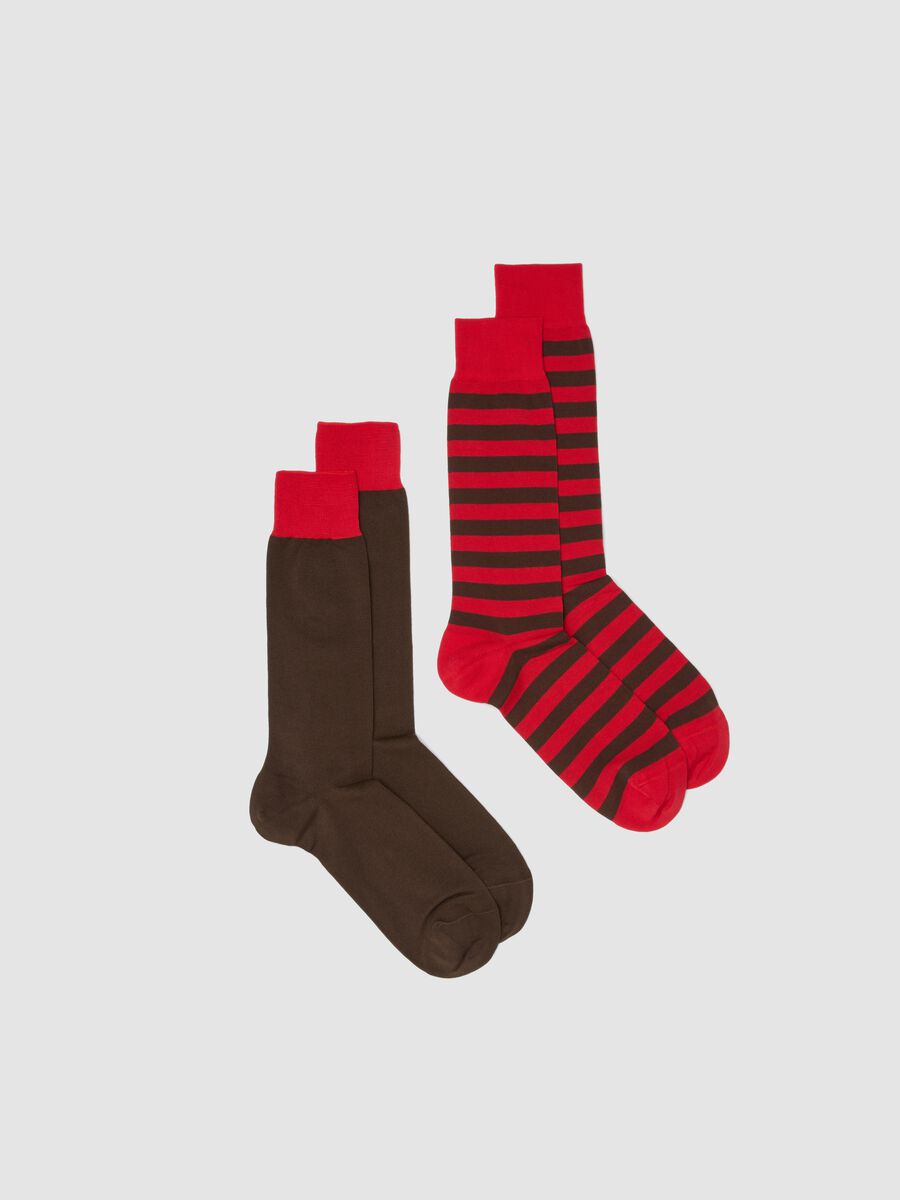 Pack of two pairs of multicolour stretch cotton blend socks_0