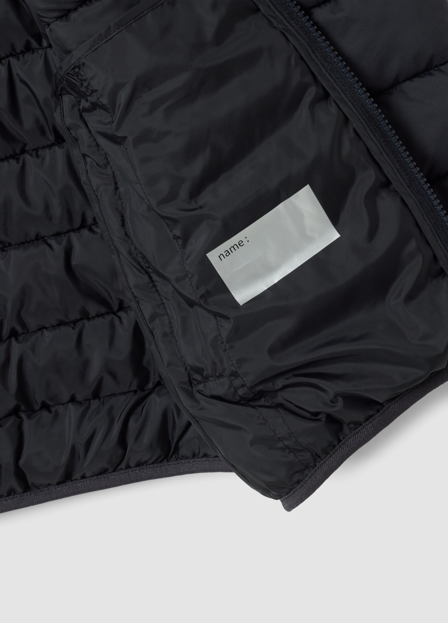Black Ultralight padded hooded jacket with zip for boys