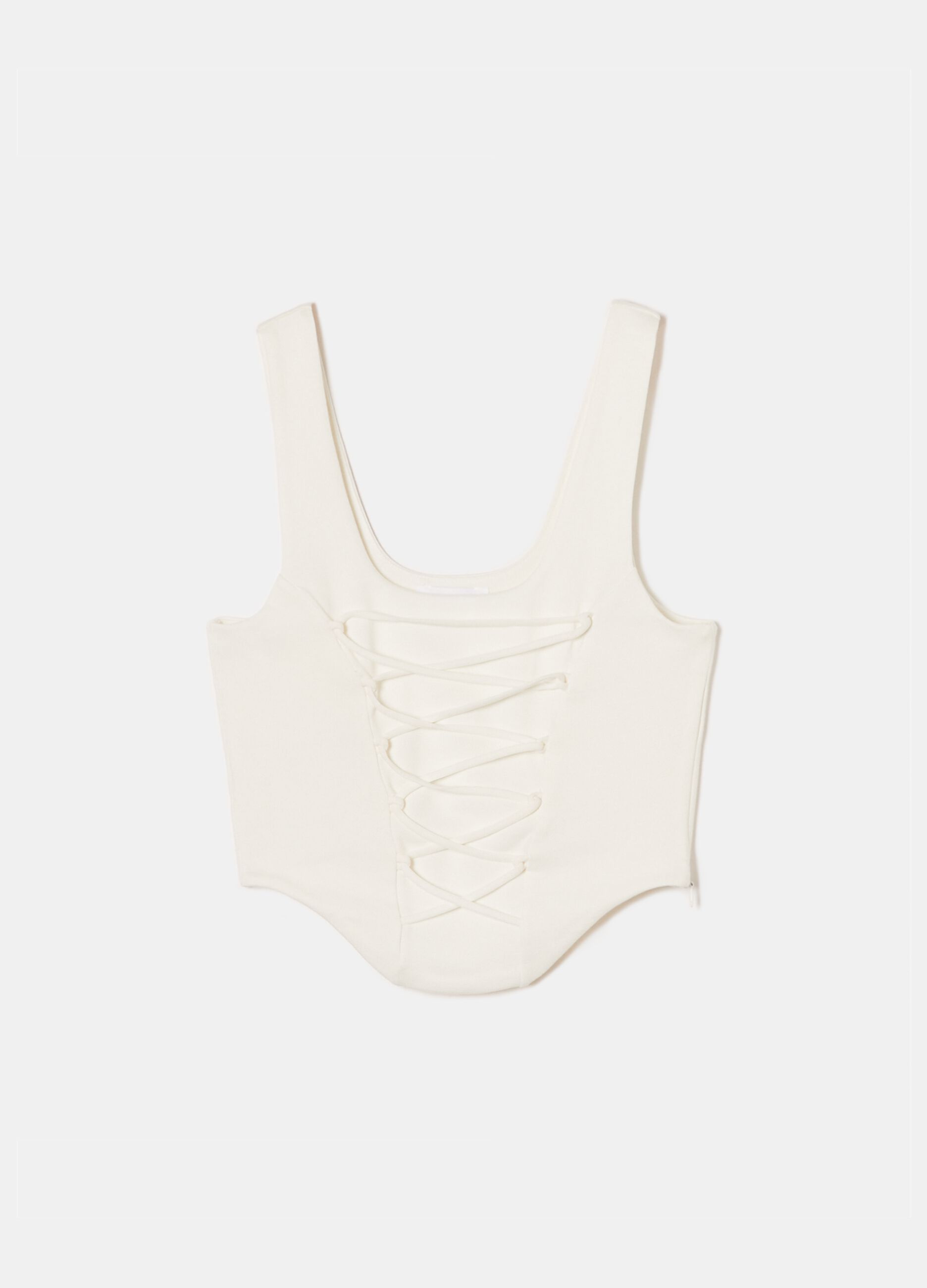 Corset cropped top with crisscross lacing