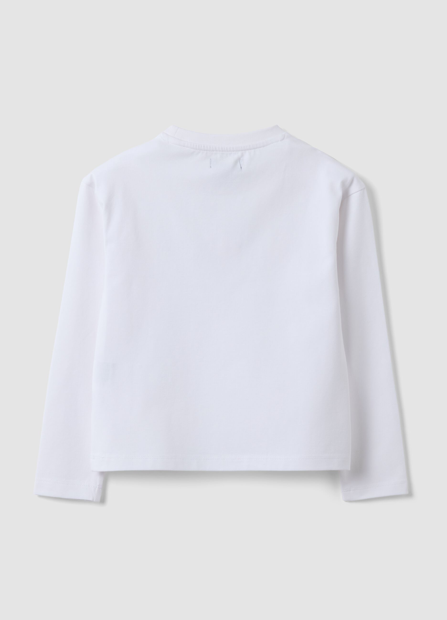 White stretch cotton T-shirt with front lettering