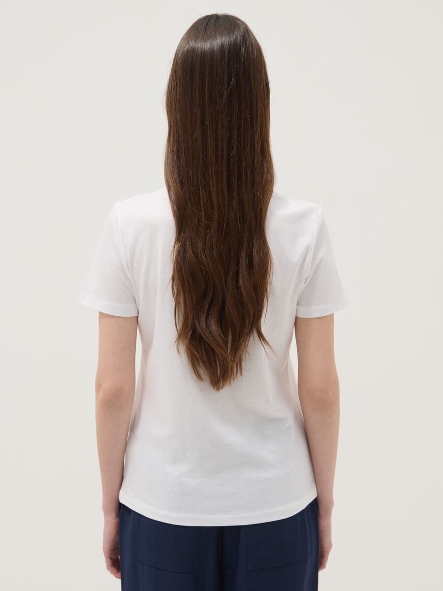 White pure cotton T-shirt with floral print_3