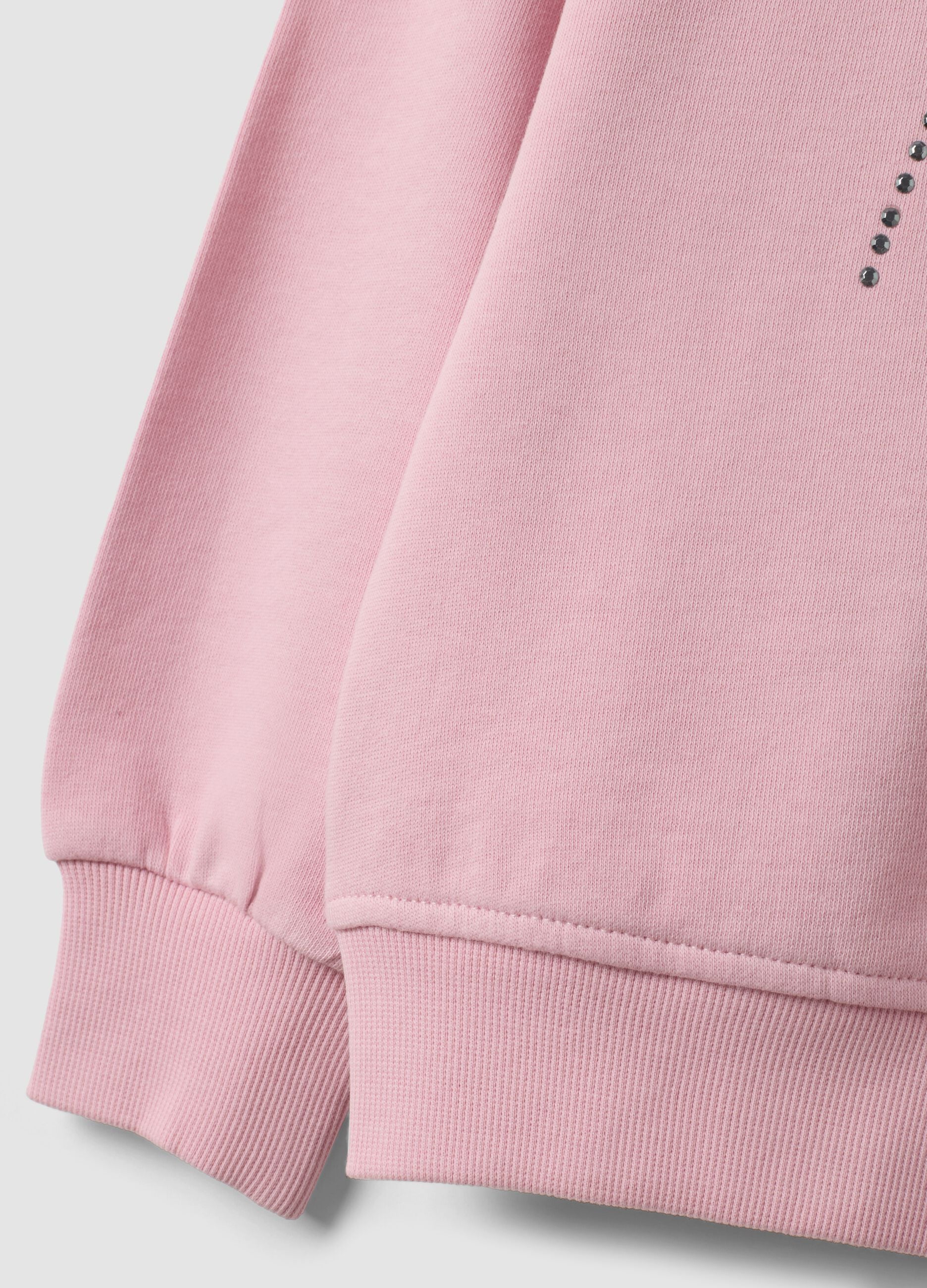 Sweatshirt rosa em algod&atilde;o puro com estampado de cora&ccedil;&atilde;o, corte regular, para menina