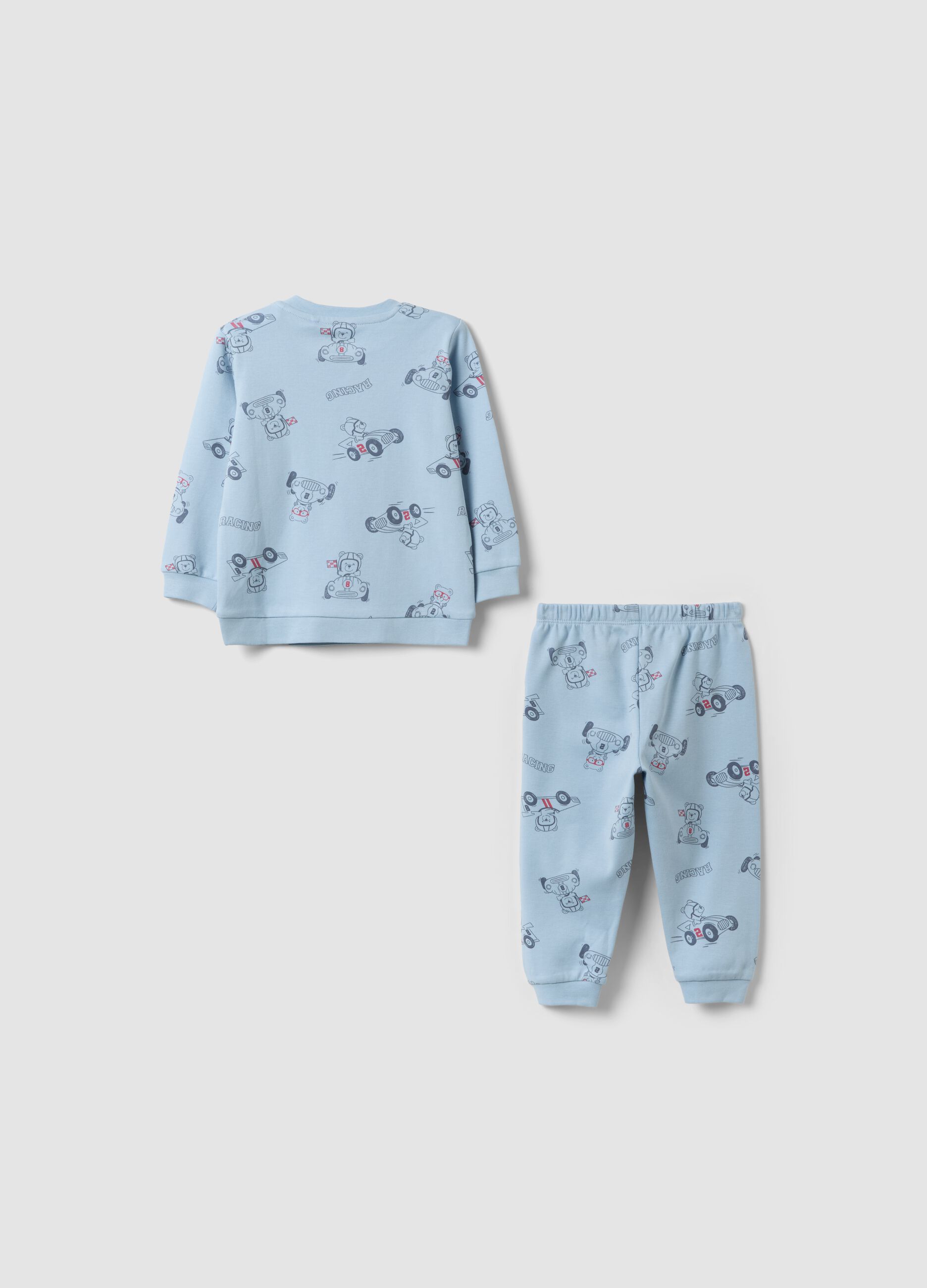 Light blue organic cotton printed pyjamas for baby and toddler