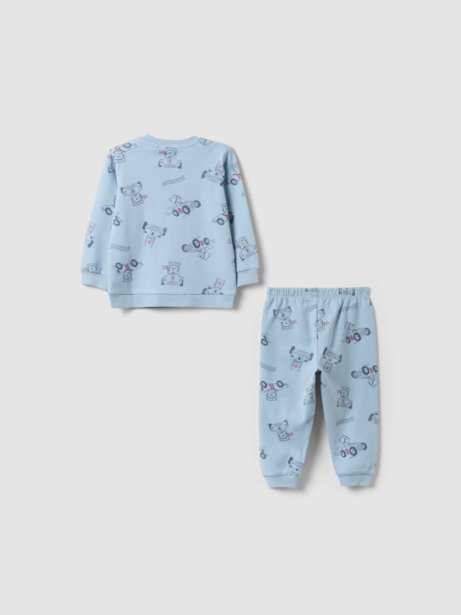 Pyjama bleu clair en pur coton bio imprim&eacute; pour b&eacute;b&eacute; et petit gar&ccedil;on_1
