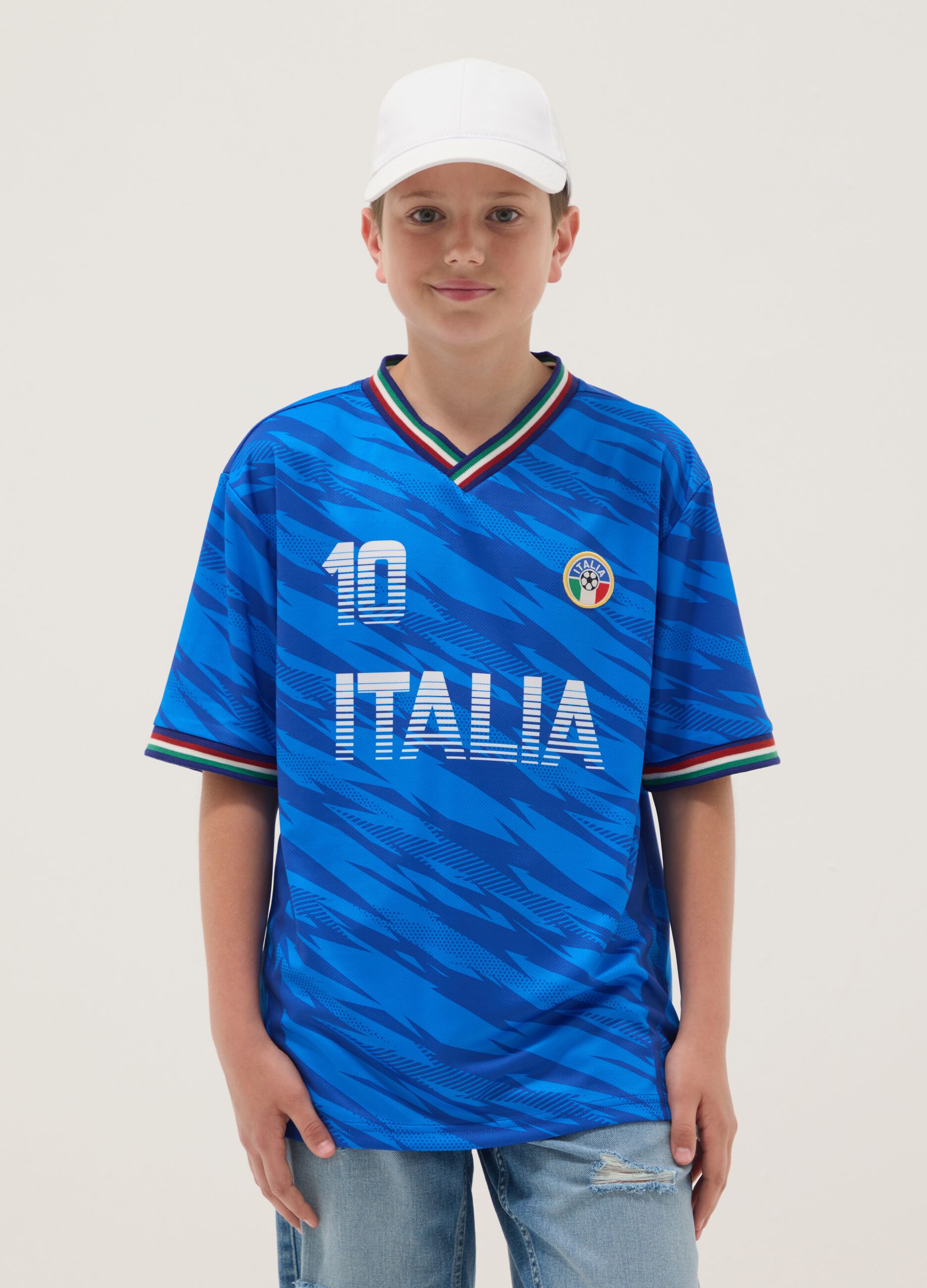 T-shirt enfant Italie Azzurri &agrave; manches courtes, coupe oversize