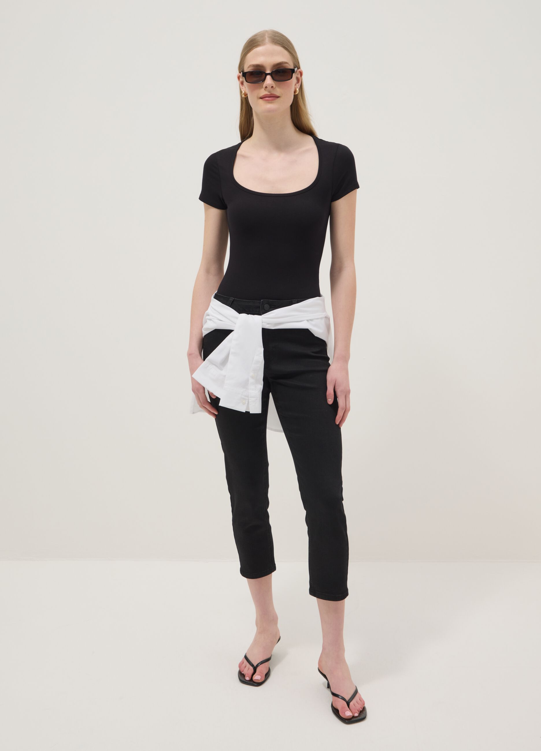 Black skinny jeans in stretch cotton and viscose