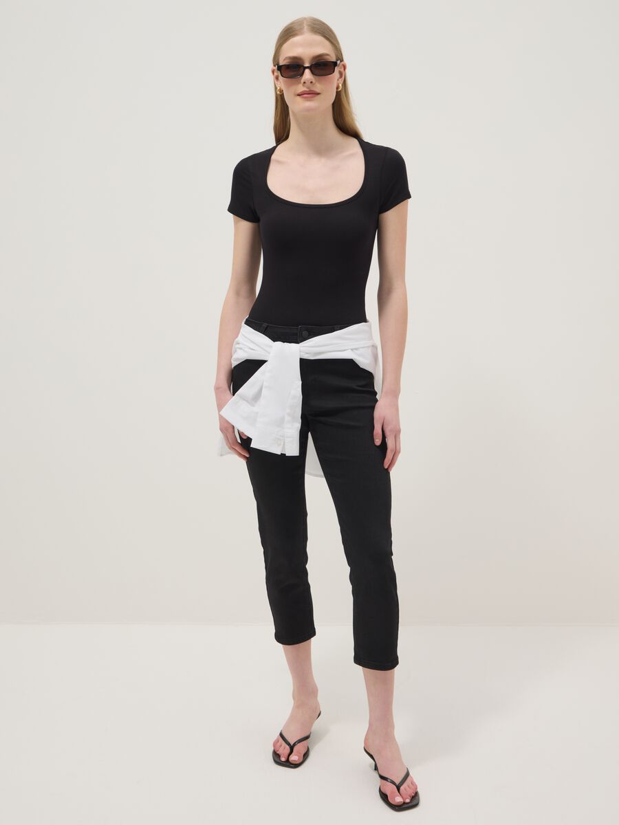 Black skinny jeans in stretch cotton and viscose_0