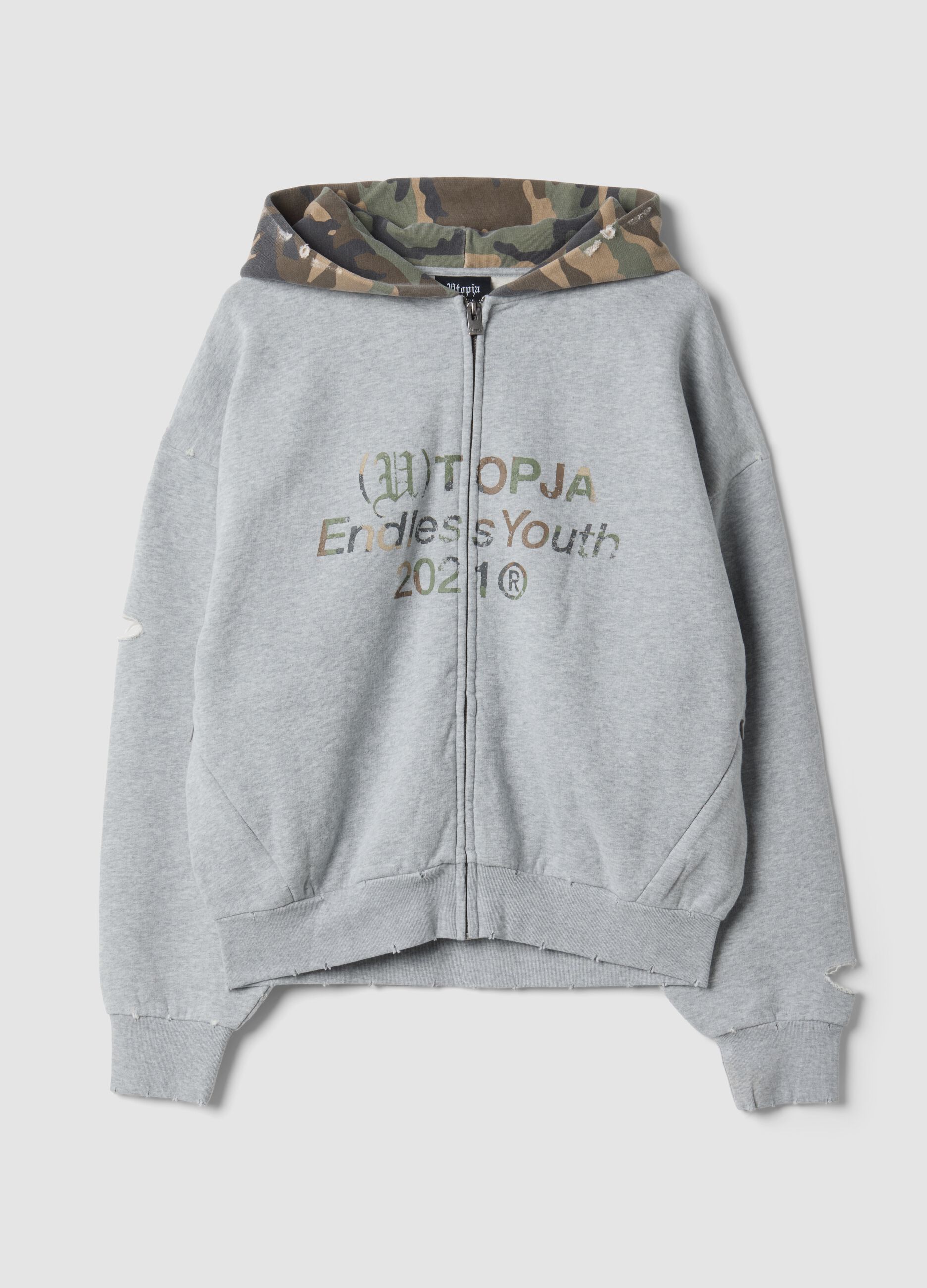 Full-zip Hoodie Sunfaded Grey & Camo