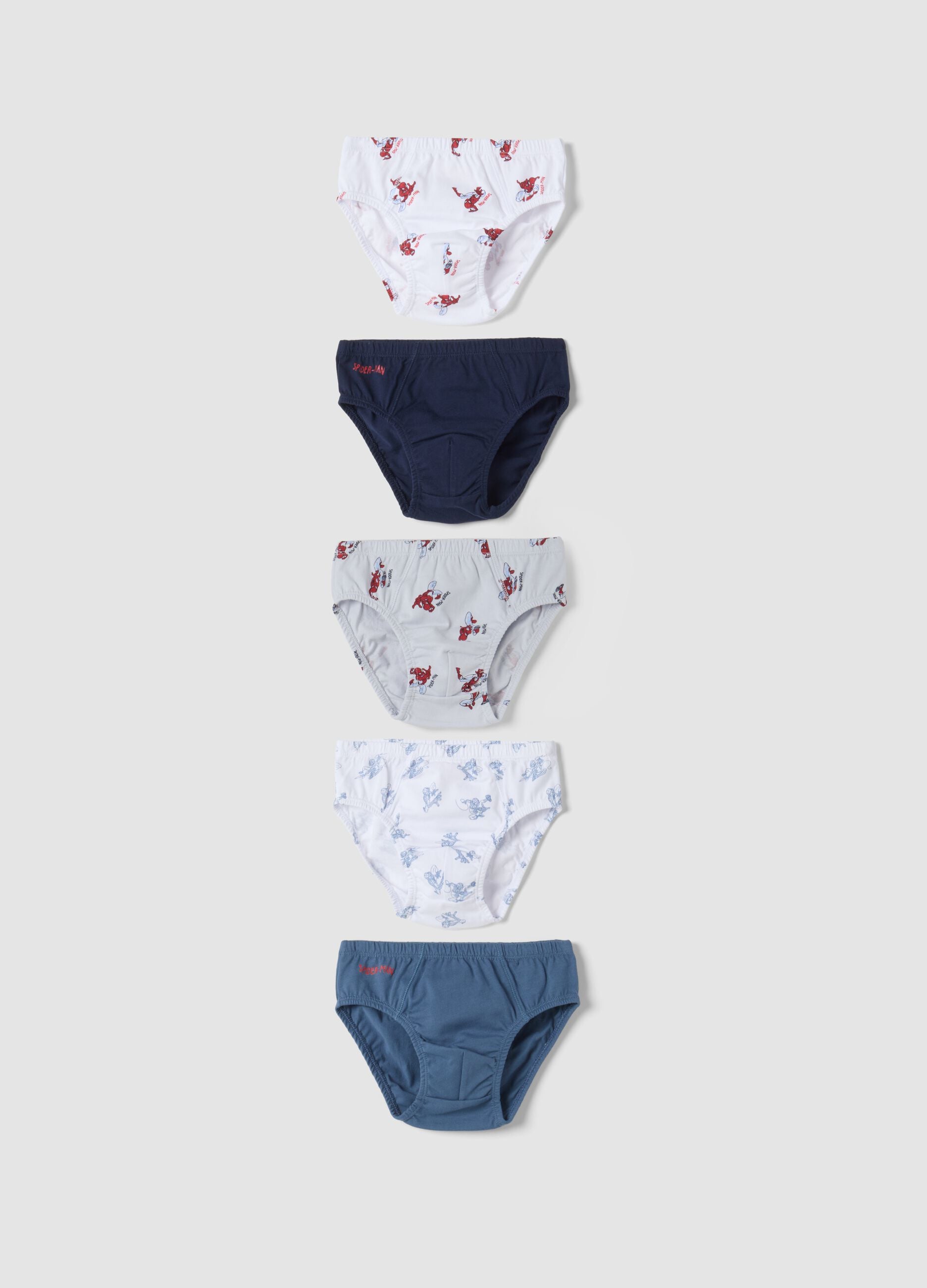 Pack of five multicolour MARVEL Spider-Man briefs in pure organic cotton