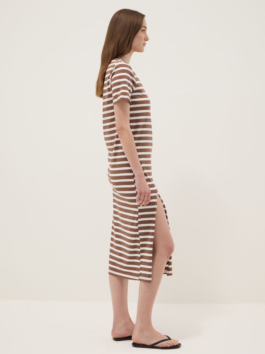 Brown striped stretch-cotton midi dress_1