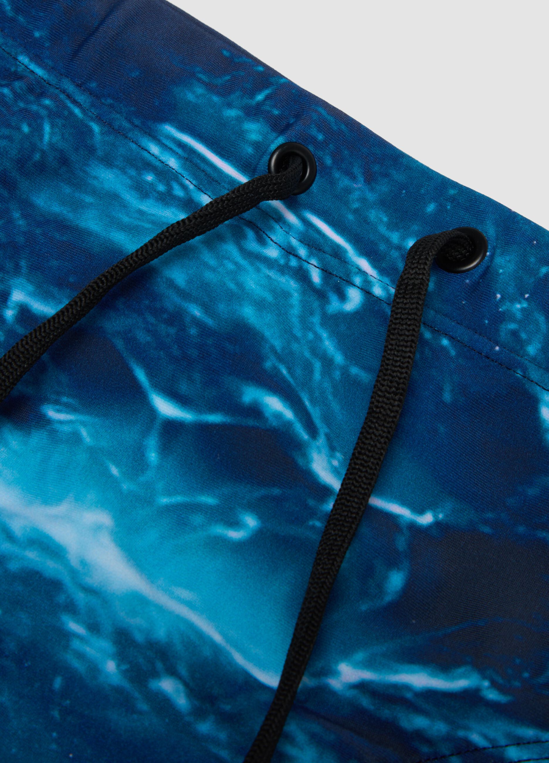 Blue Stretch Fabric Swim Briefs