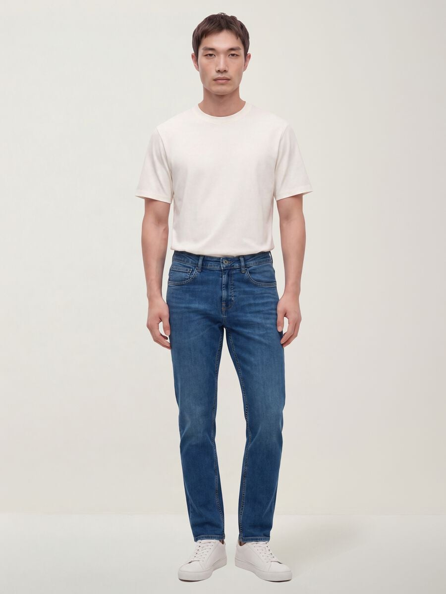 Blue skinny-fit stretch cotton denim jeans_0