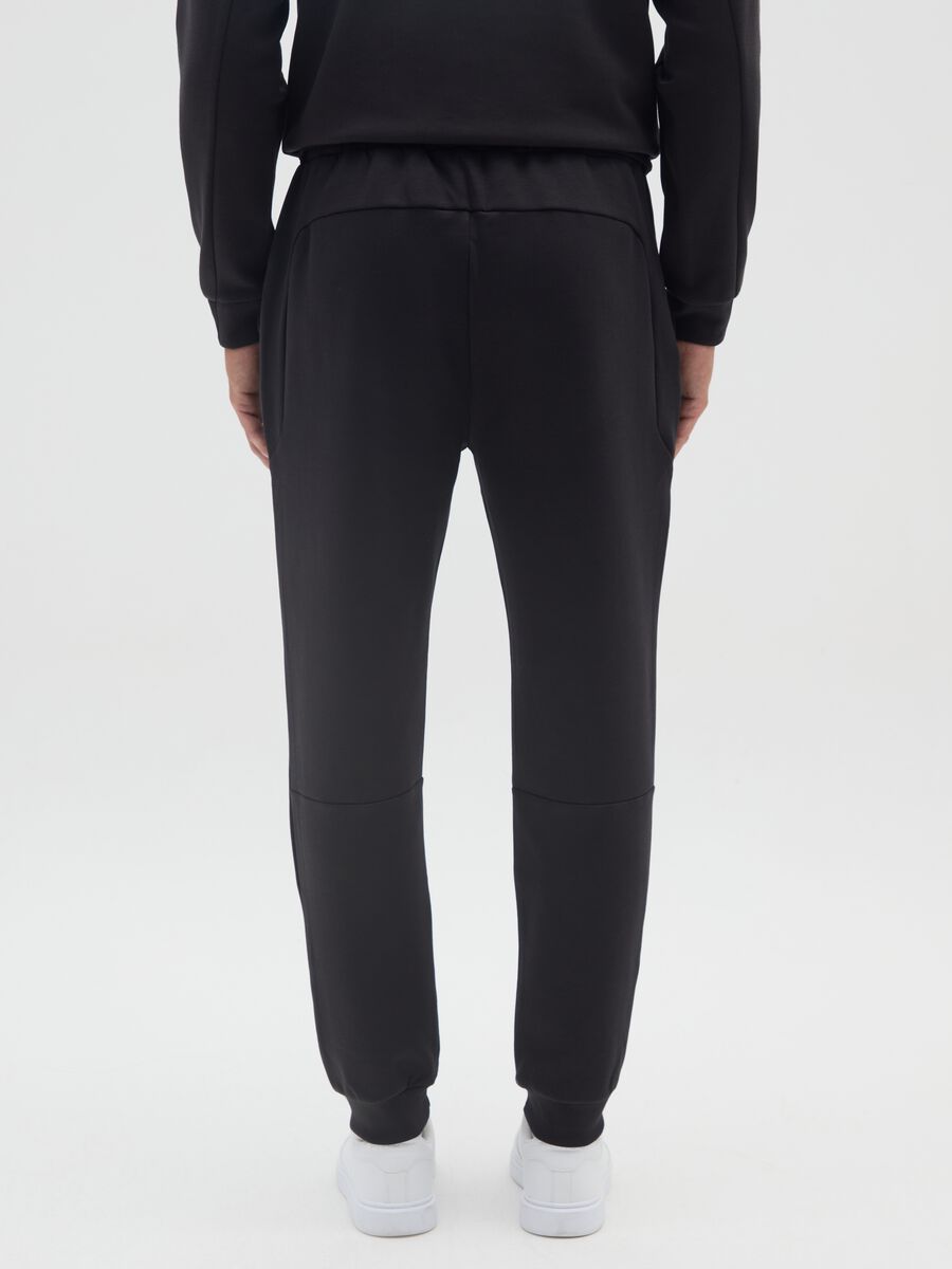 Black Stretch Cotton Sports Trousers_2