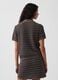 Brown pure cotton striped polo knit top_1