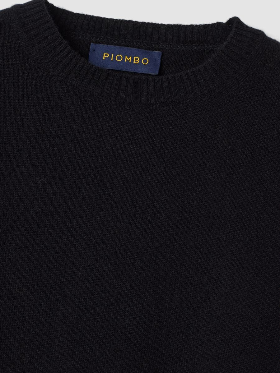 Black pure wool crew-neck jumper, regular fit_5