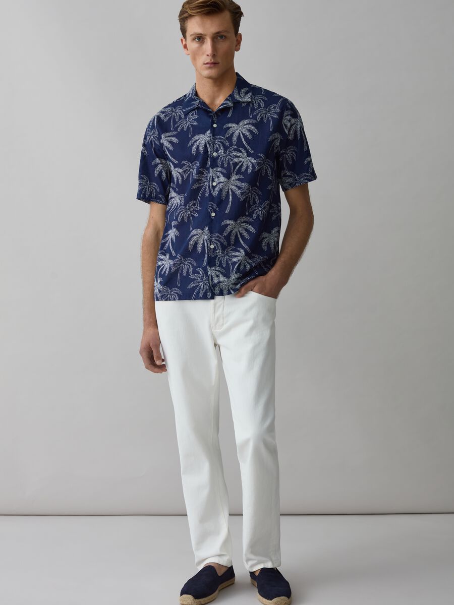 Short-sleeved shirt with palms print_0