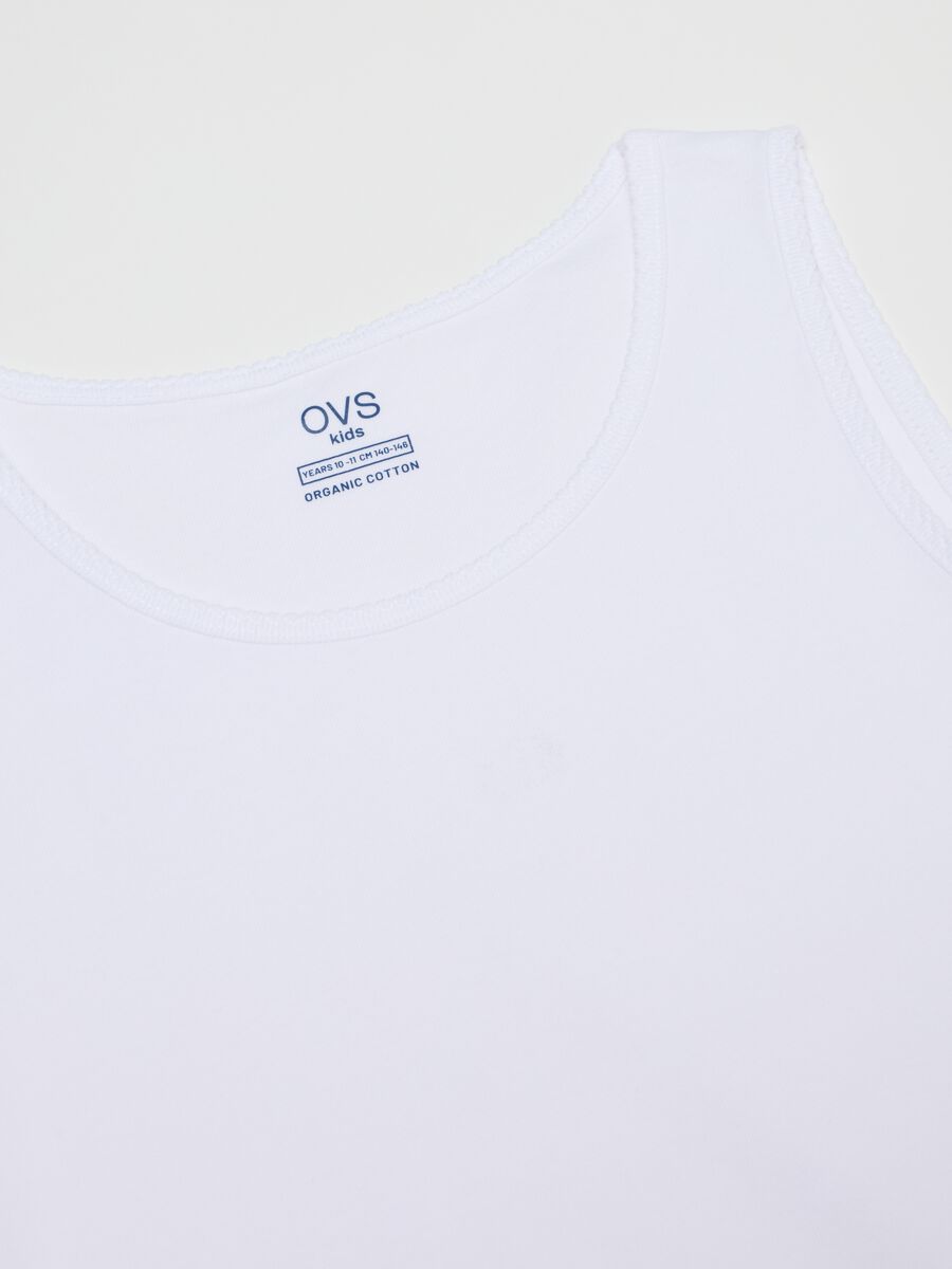 Girls' White Sleeveless T-Shirt Twin Pack in Pure Cotton Regular Fit_3