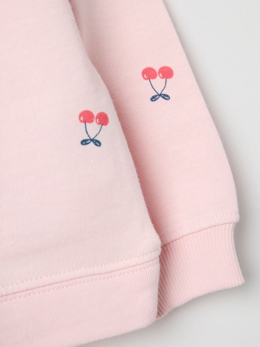 Pink crew-neck sweatshirt for girls in pure cotton regular fit with designs_3