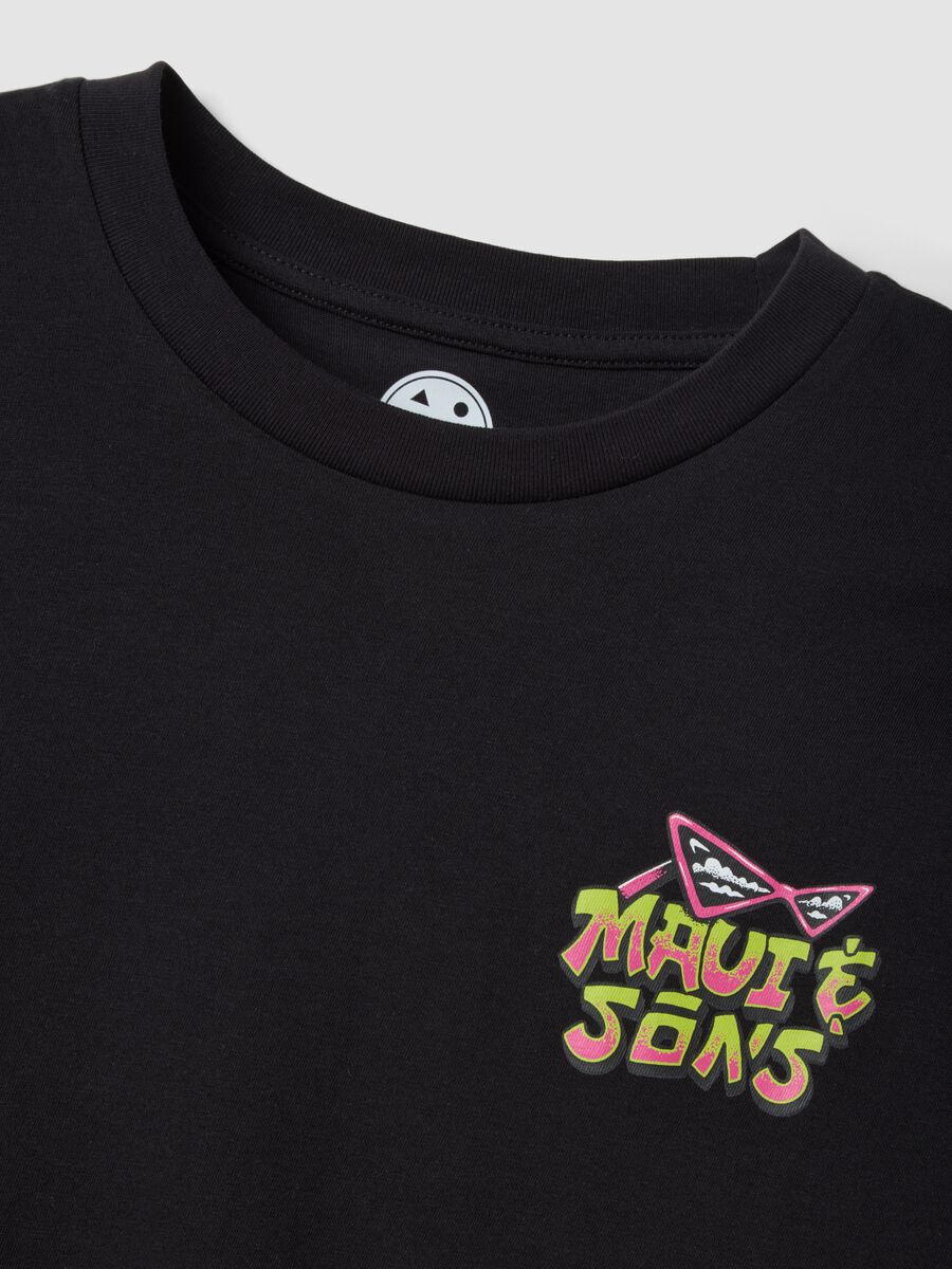 Black pure cotton relaxed-fit T-shirt with print_5