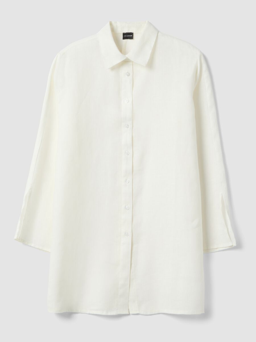 Camisa blanca de lino puro con corte oversize_4