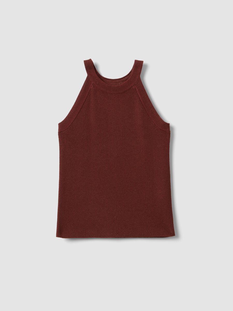 Fitted red viscose blend tank top_0