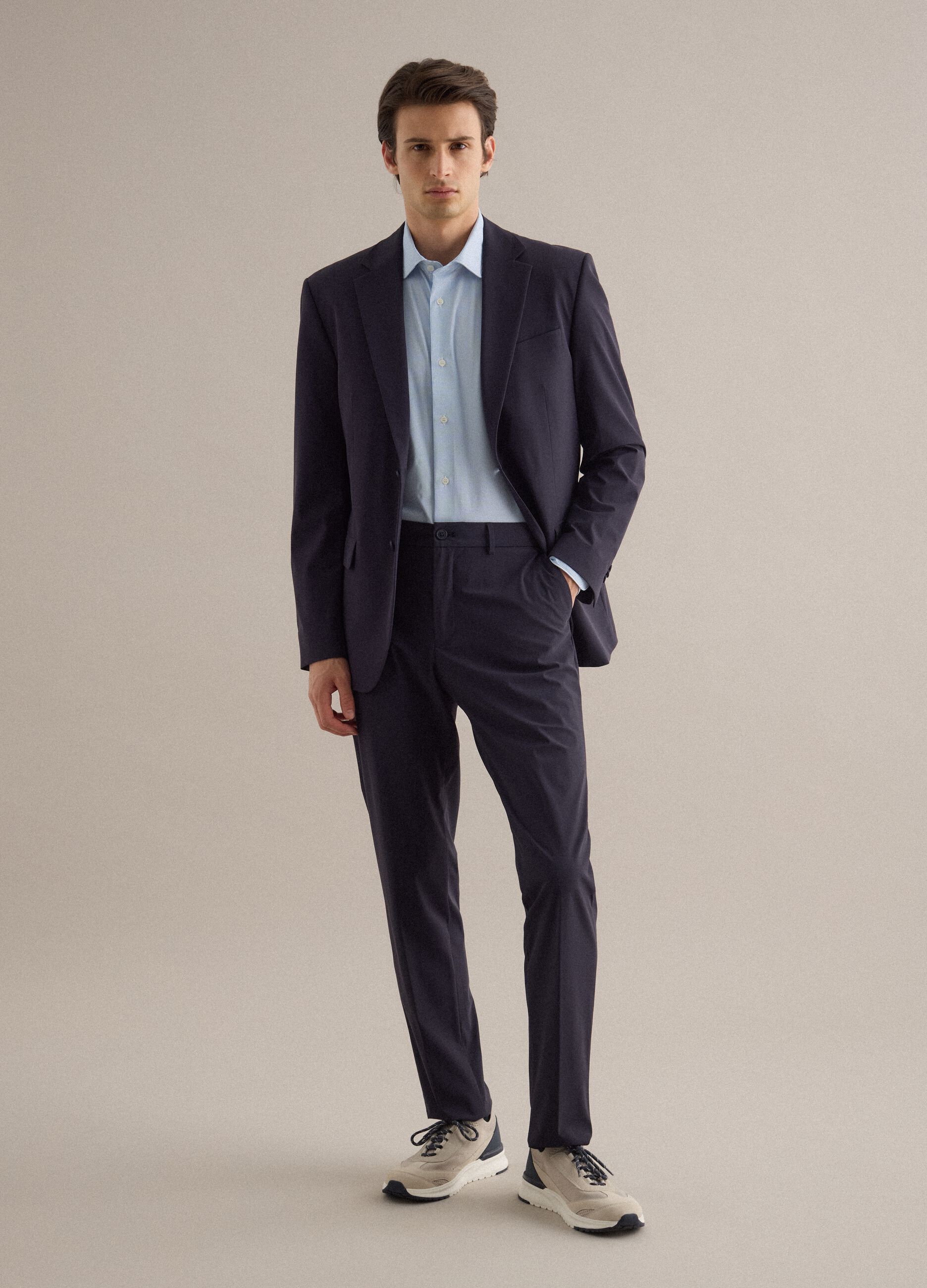 Blue regular fit formal trousers