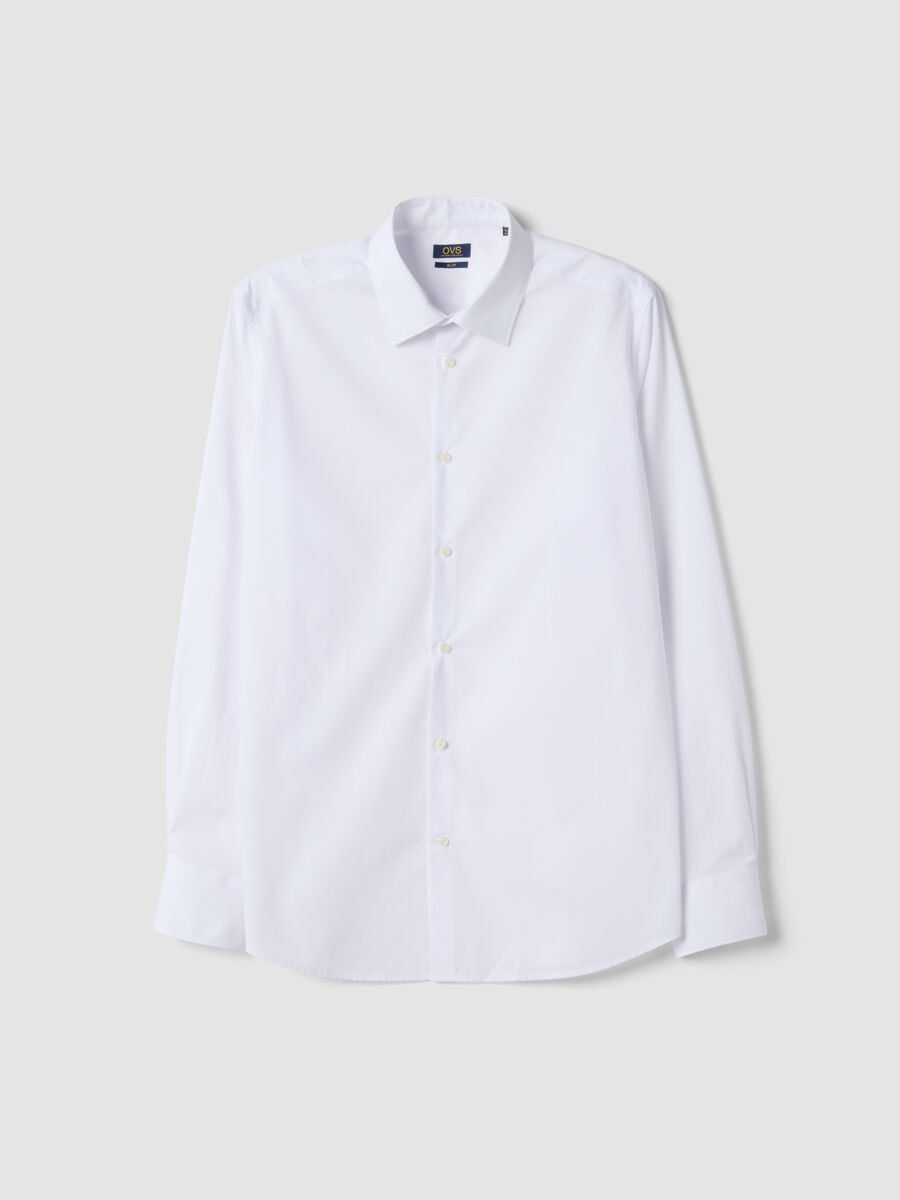 White slim-fit shirt with classic collar, easy iron_4