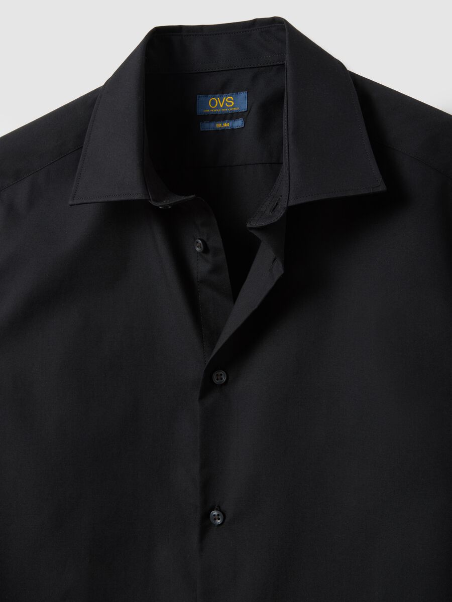 Black cotton blend shirt slim fit easy iron_5