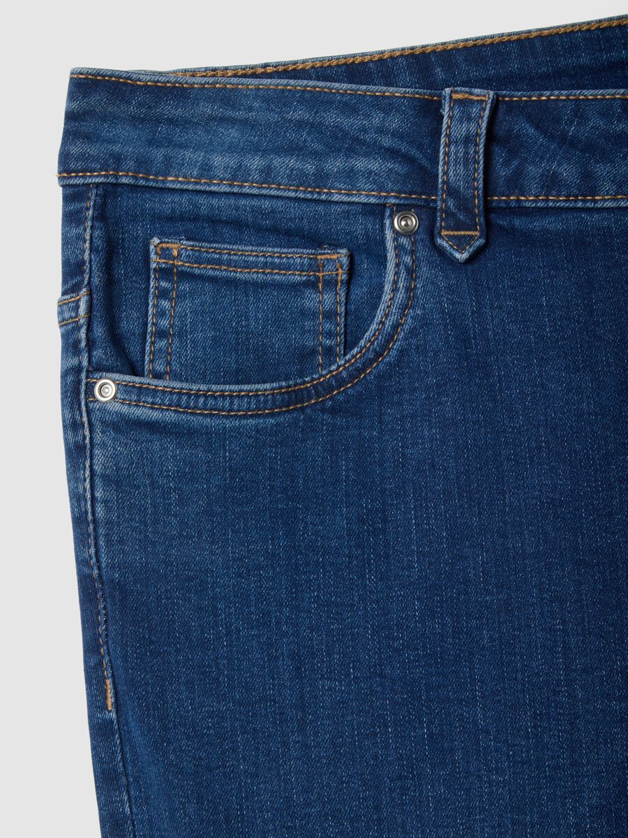 Blue stretch cotton flare jeans_5