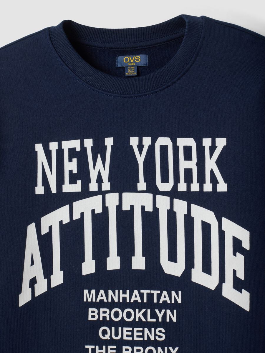Navy blue crew-neck sweatshirt in pure organic cotton_2