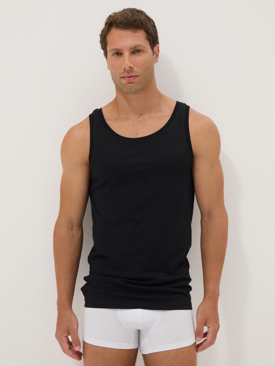 Black Supima cotton vest top, regular fit_0