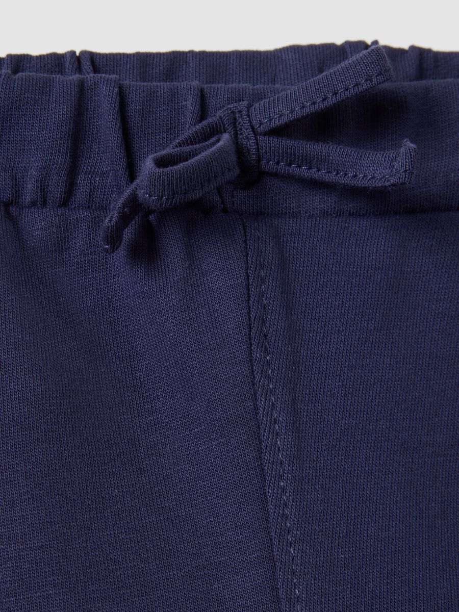 Regular fit blue pure cotton shorts for girls with bow_2