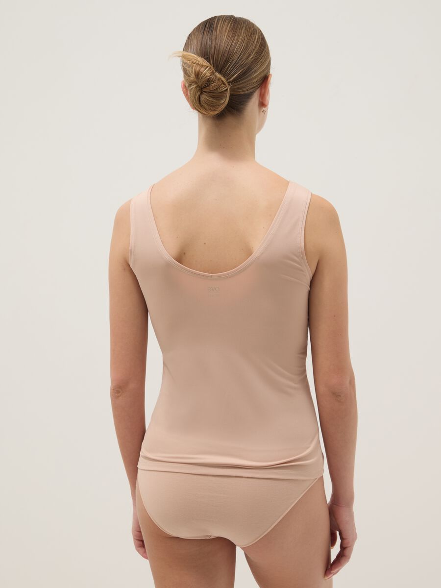 Beige deep V regular fit tank top_2