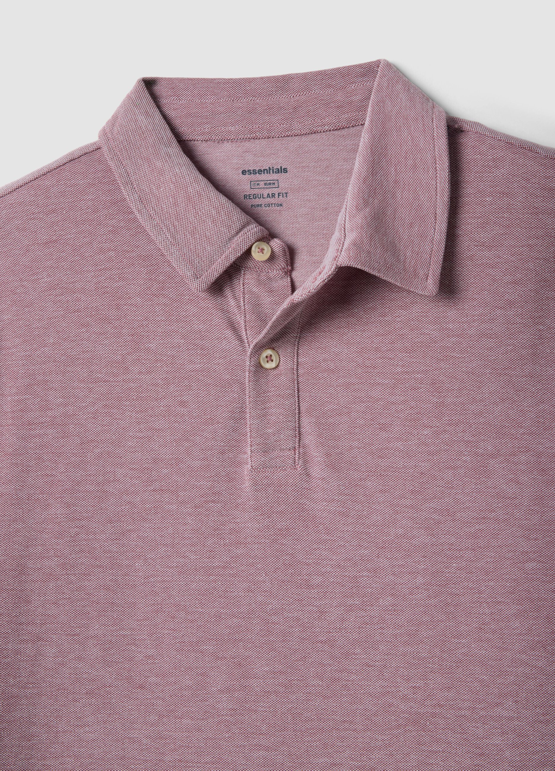 Polo rosa de manga curta em algod&atilde;o puro