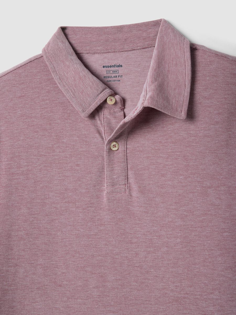 Pink short-sleeve polo shirt in pure cotton_5