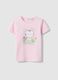 T-shirt de algod&atilde;o rosa para raparigas regular fit com gato_0
