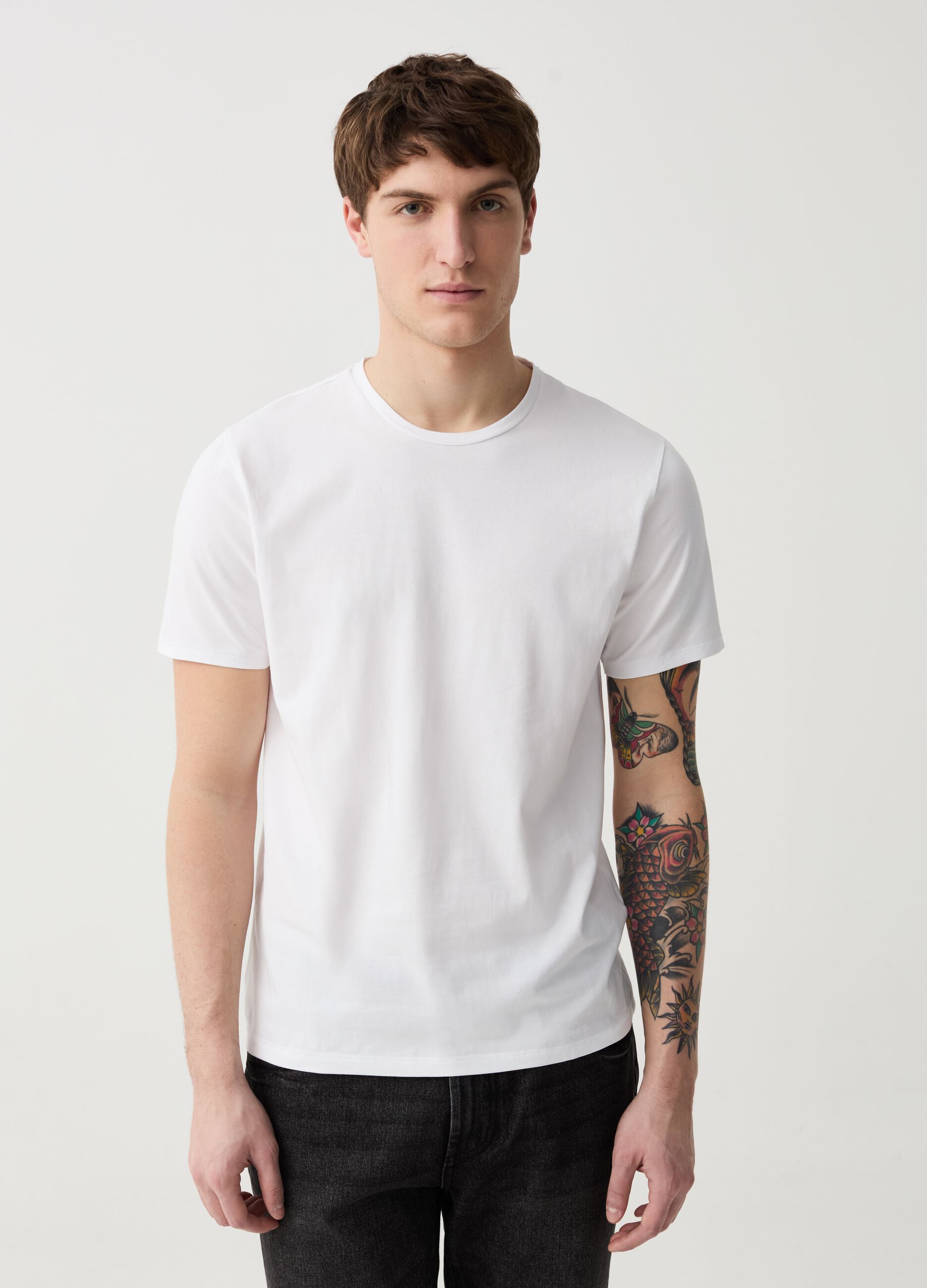 Slim-fit T-shirt in stretch organic cotton