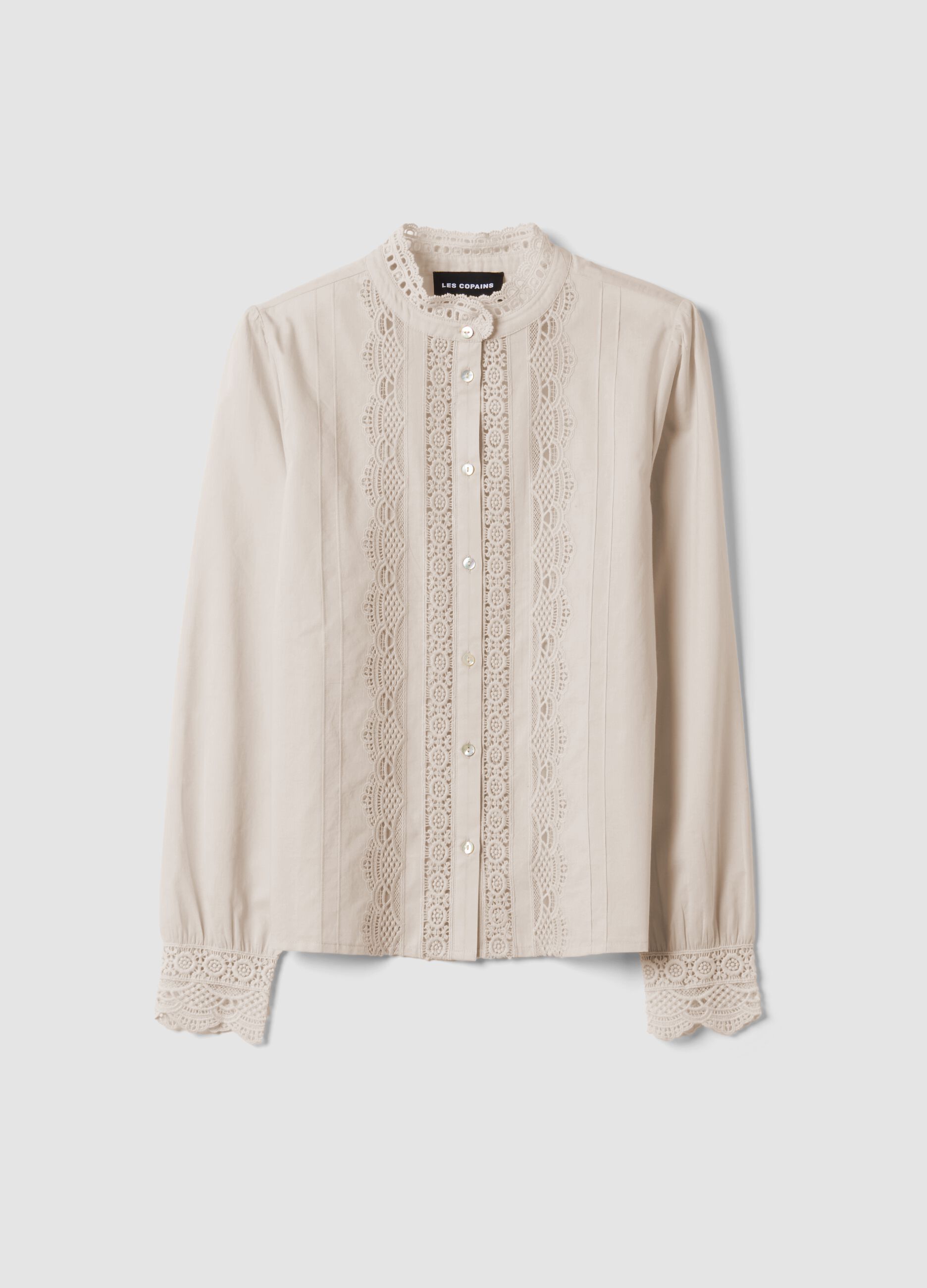 White pure cotton shirt with lace
