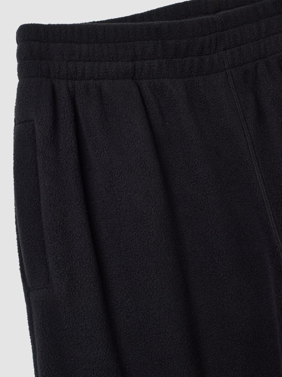 Black regular-fit fleece joggers with elasticated waistband_1