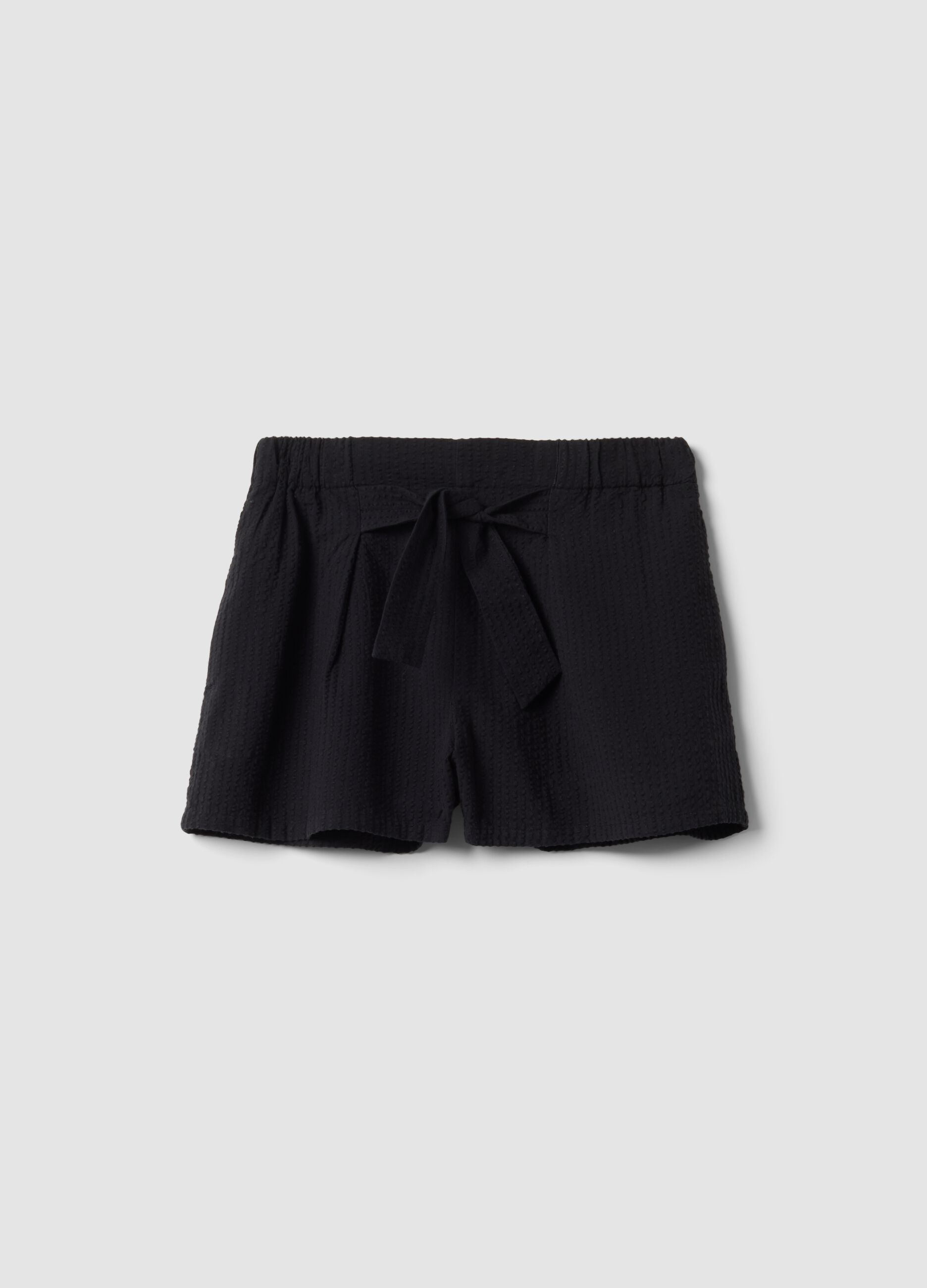 Black pure cotton shorts with elasticated waistband