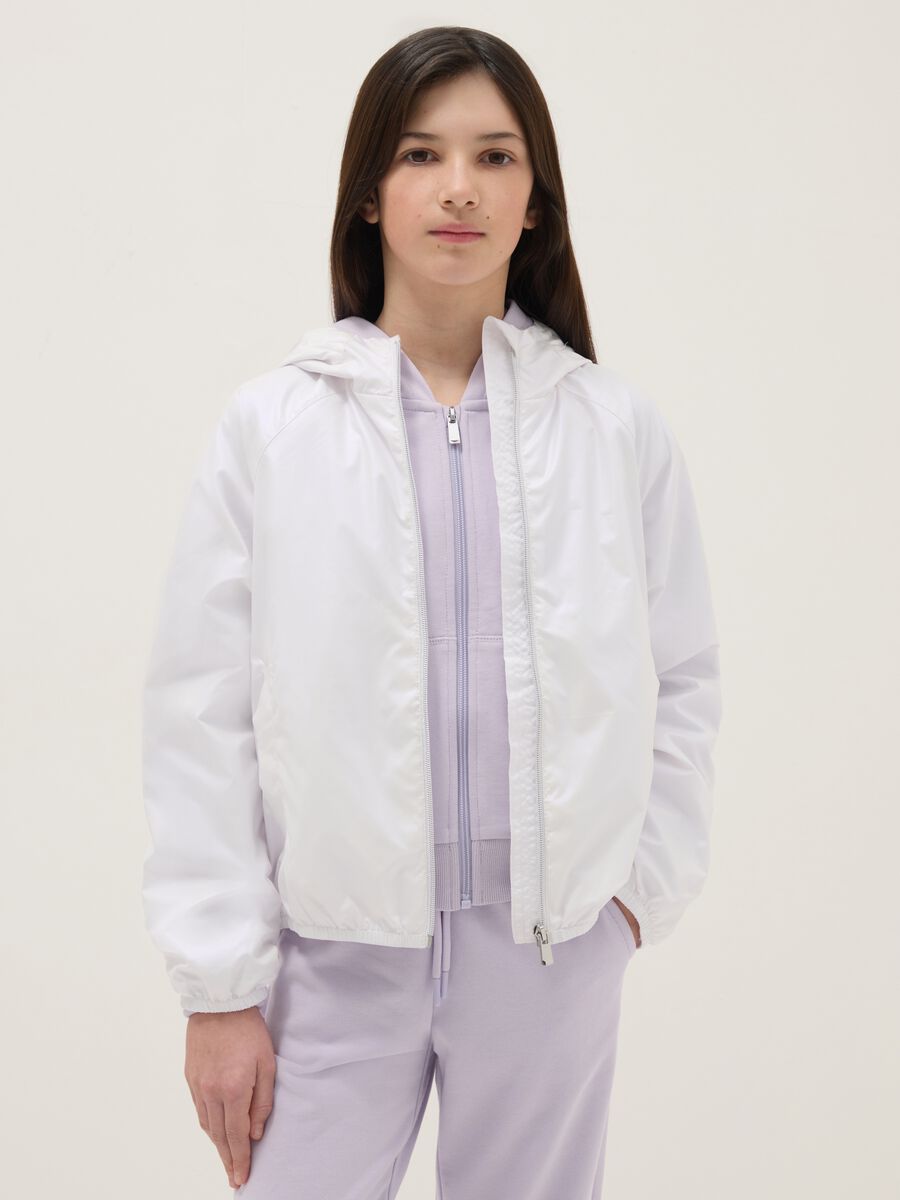 Chaqueta Blanca con Capucha Regular Fit para Ni&ntilde;as_0