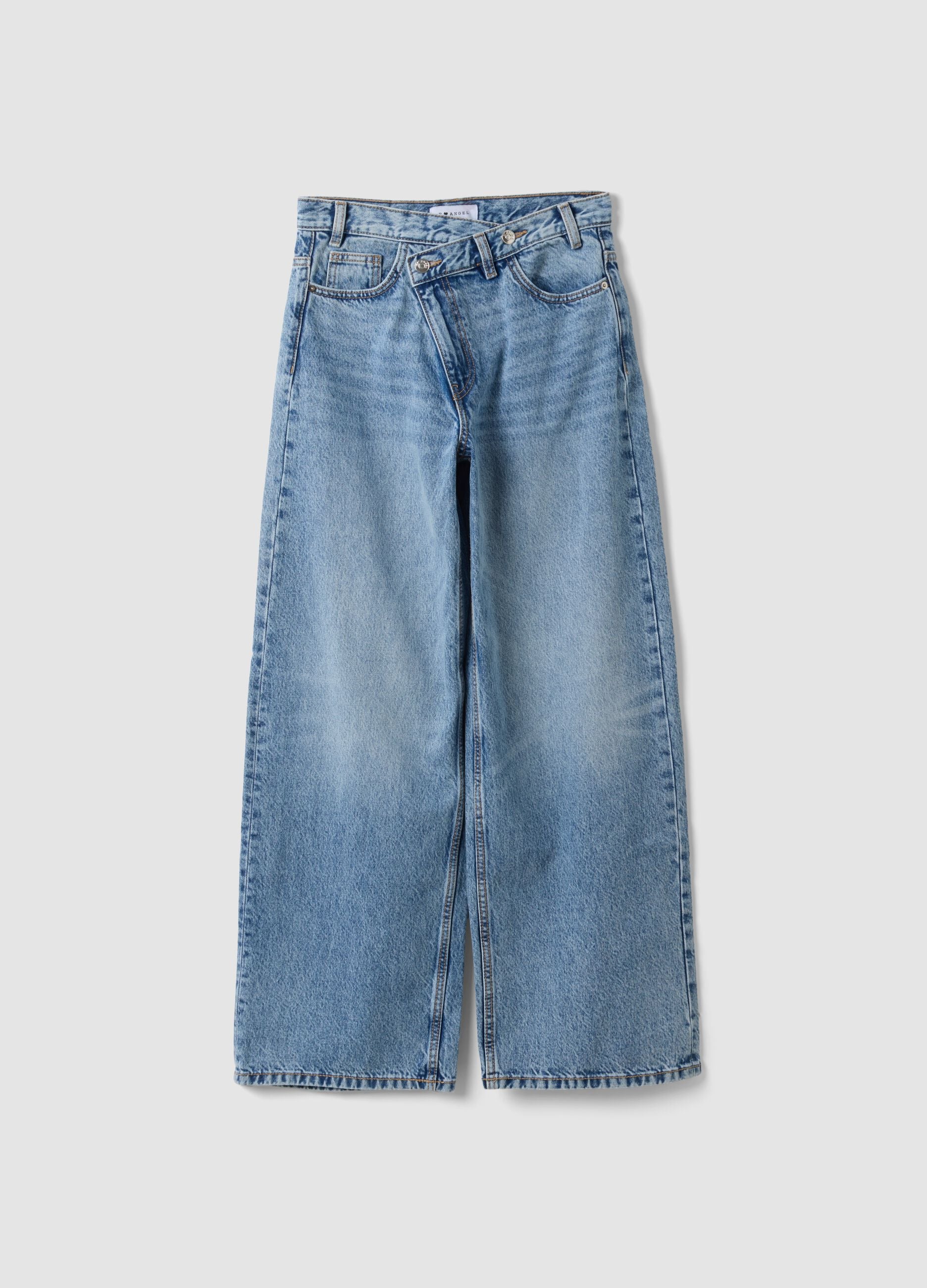 Jeans azzurri in denim di puro cotone skater fit