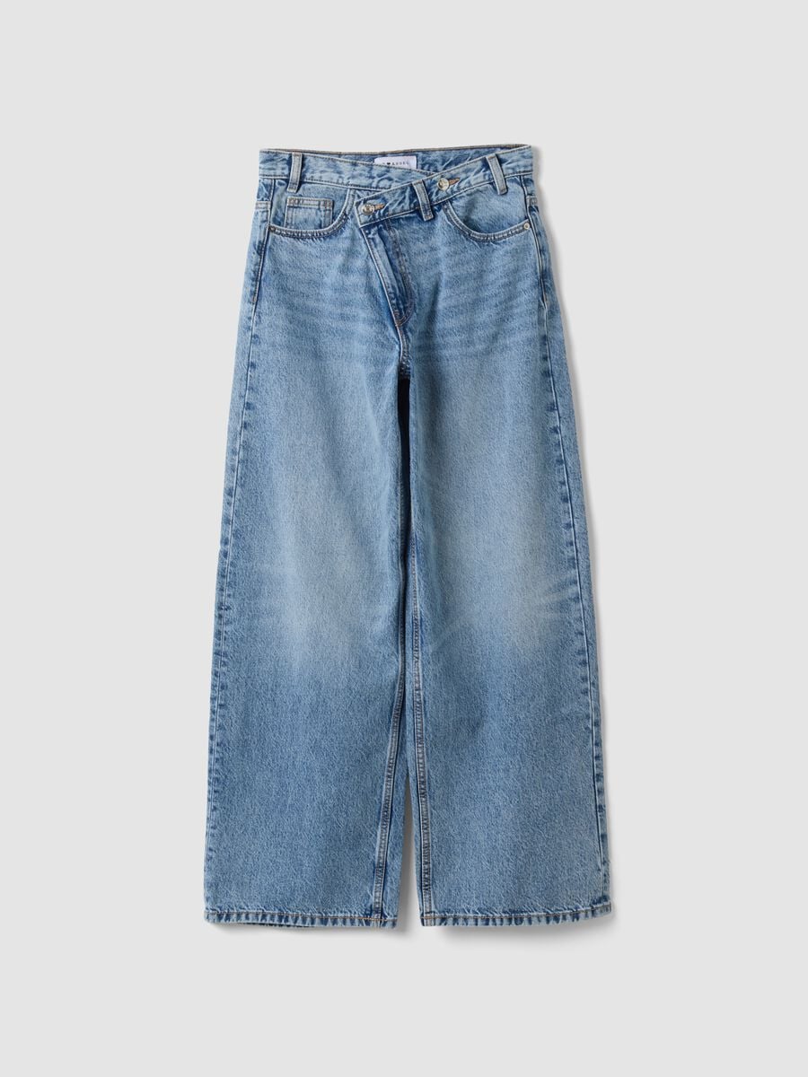 Jeans azzurri in denim di puro cotone skater fit_0