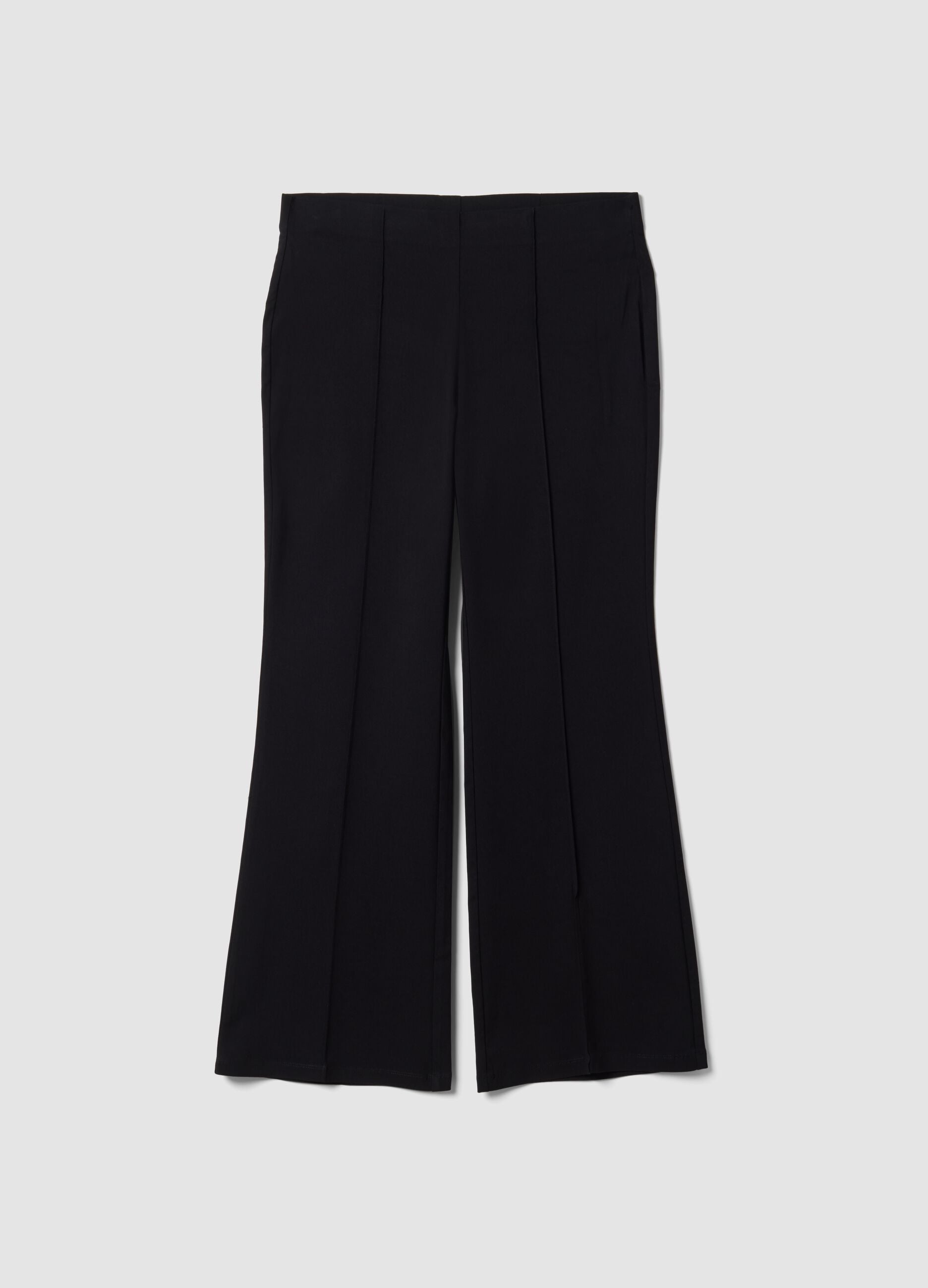 Black flare-fit trousers in stretch viscose