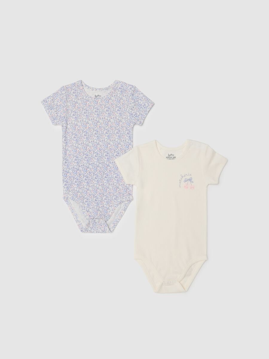 Two-pack multicolour pure cotton bodysuits for babies_0