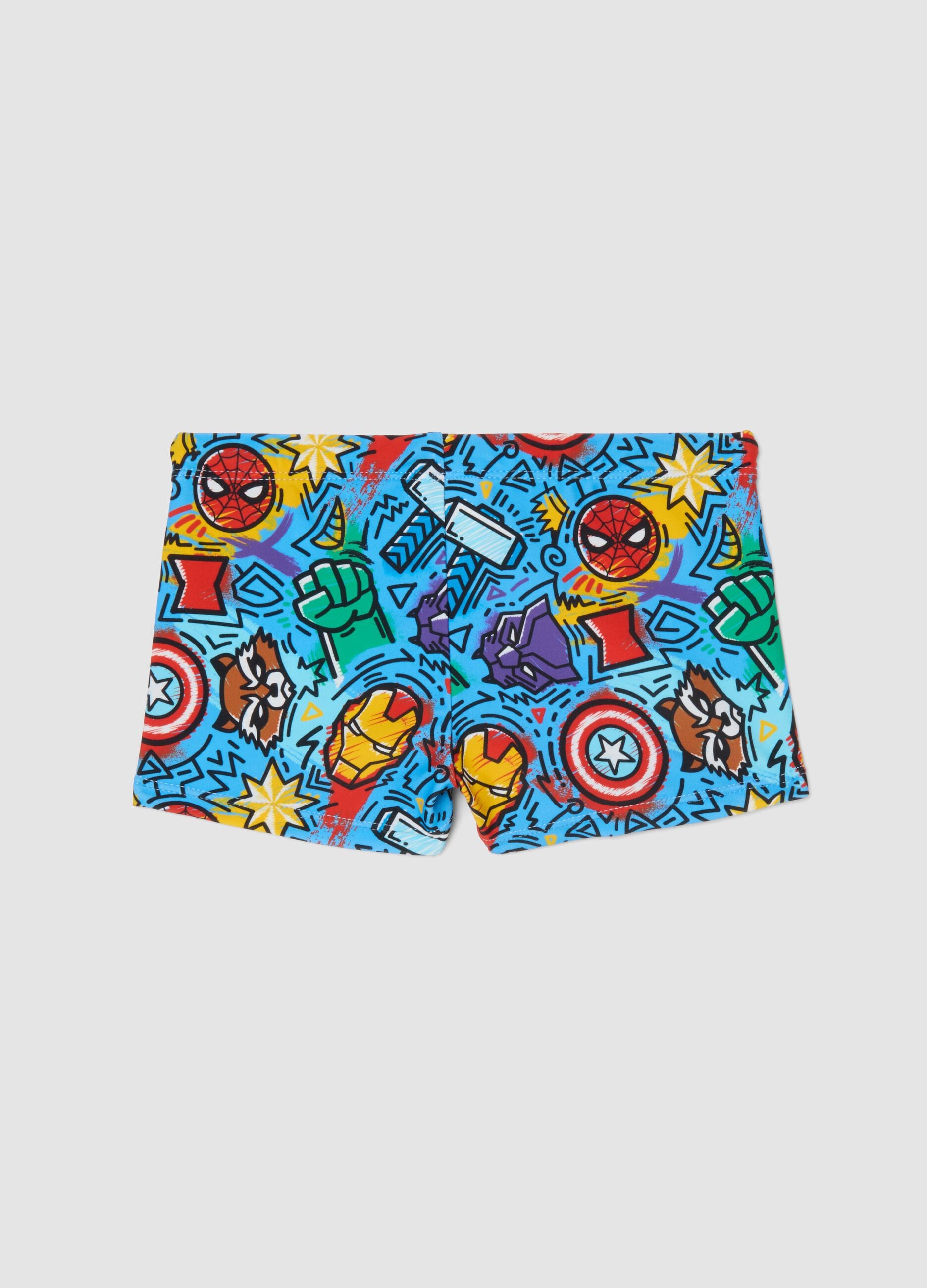 Sky-blue stretch fabric boys&rsquo; swim shorts