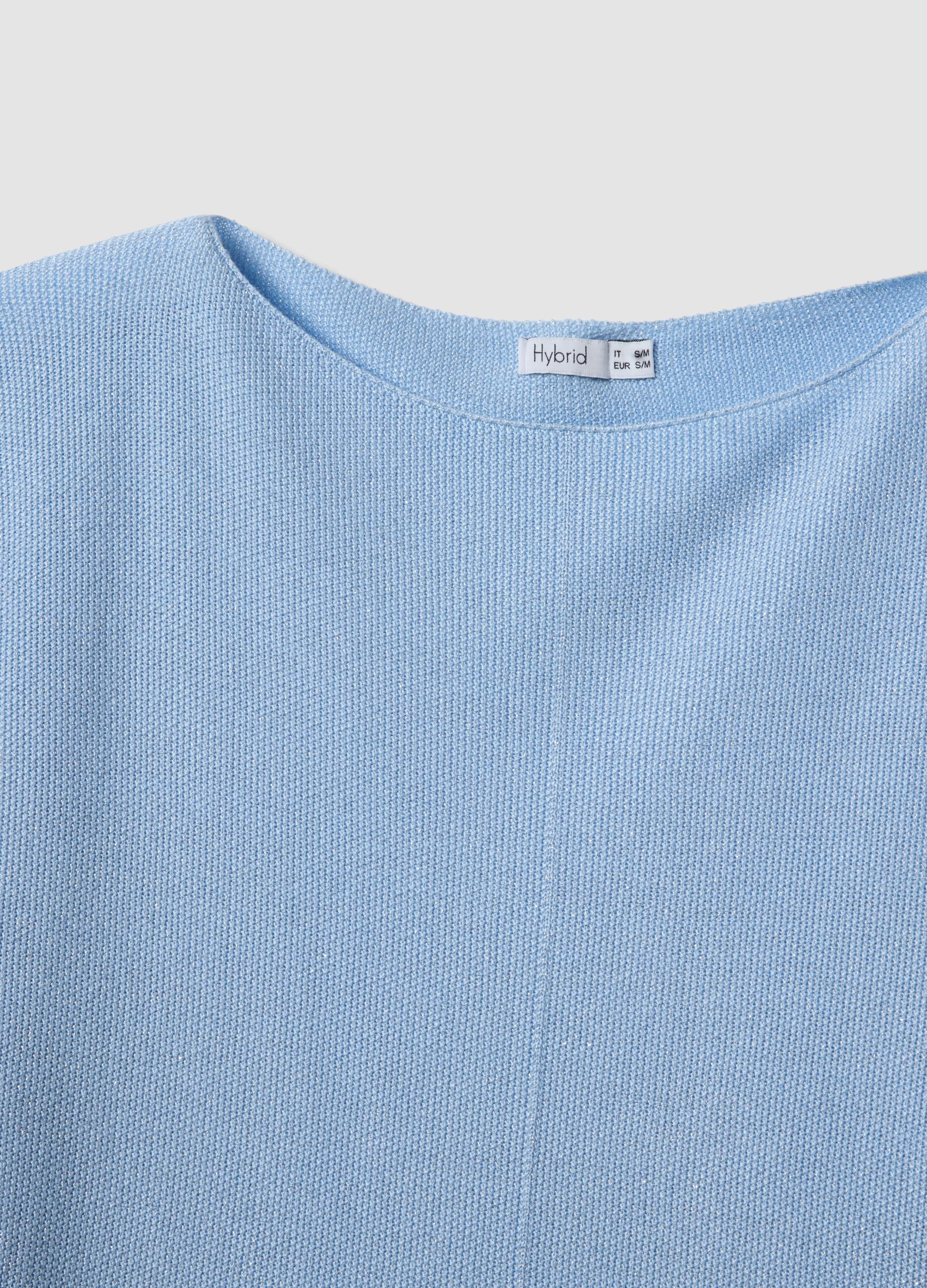 Light blue viscose-blend regular-fit T-shirt