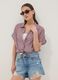 Multicolour gingham crop shirt in stretch cotton_2