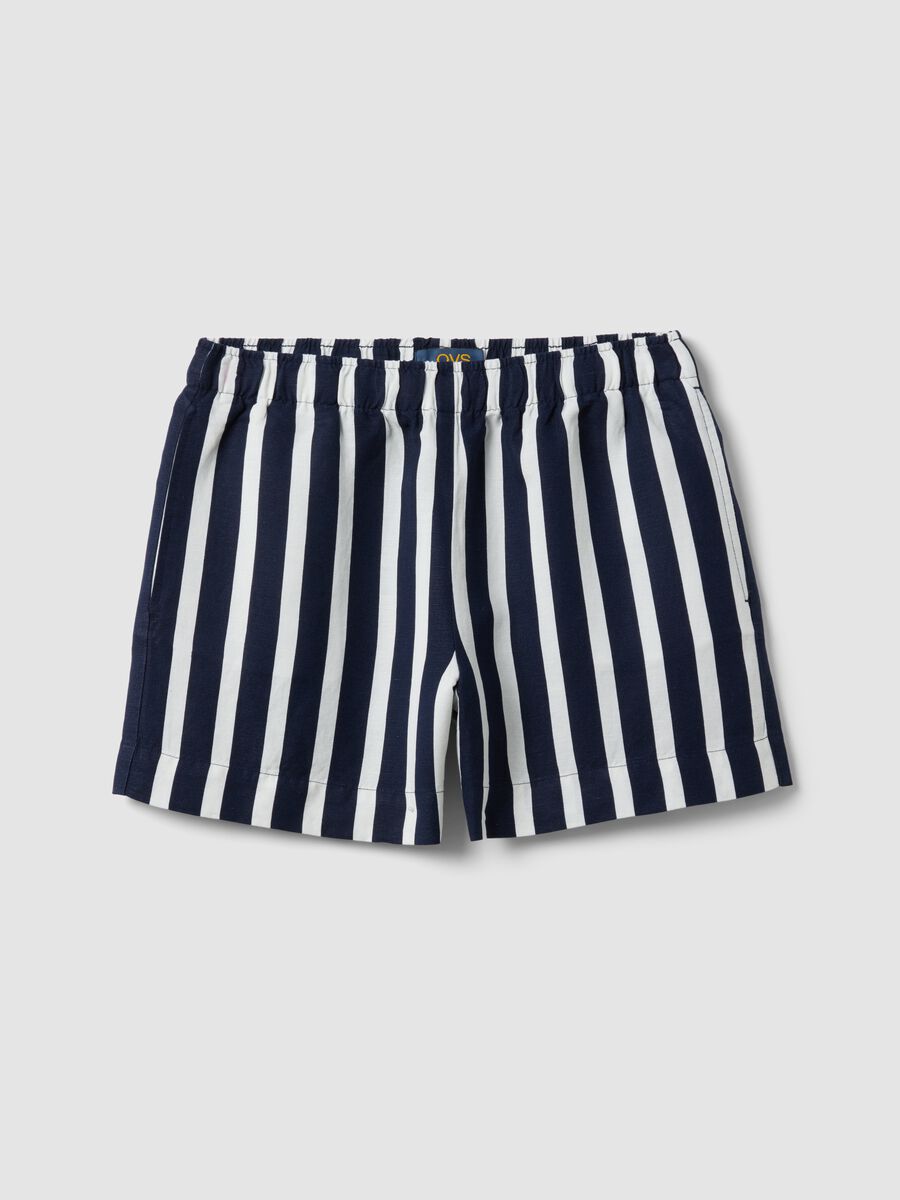 Multicolour striped linen-viscose blend shorts with elasticated waist, regular fit_4